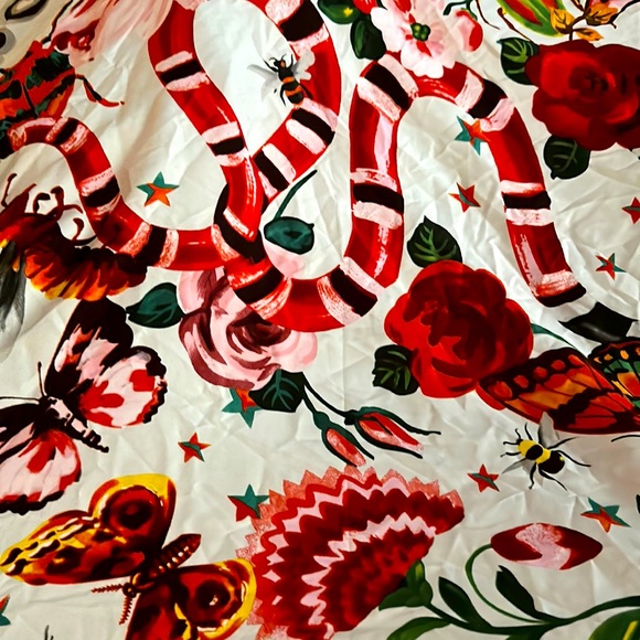 90s snake and butterflies silk scarf - Picture 1 of 2